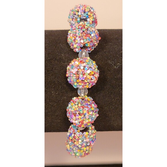 Handmade Candy Colored Beaded Bracelet | Sparkly Multicolor Jewelry - Picture 2 of 2